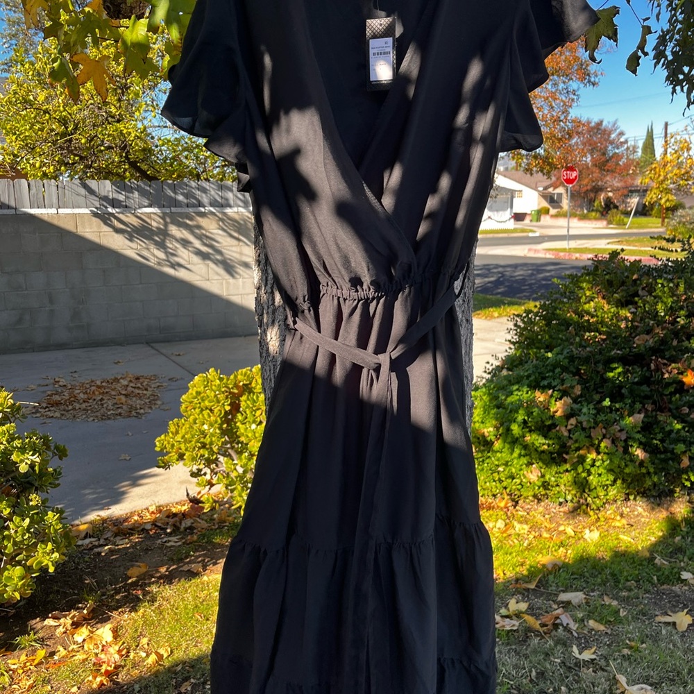 SAS Black Midi Wrap Dress NEW